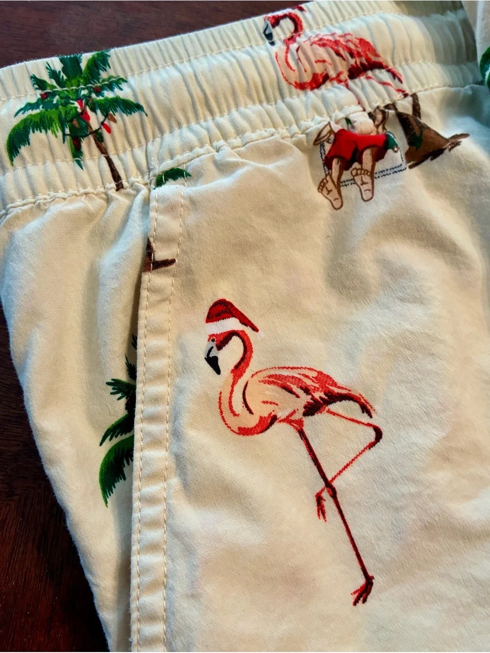 D&F Ricky Singh XL Tropical Christmas Santa Flamingo Shirt Shorts Set